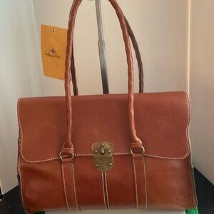 New Patricia Nash Cognac Leather Satchel